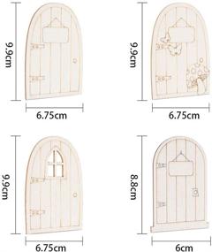 img 2 attached to NBEADS 24 Pcs Unpainted Fairy Theme Mini Door Shape Wooden Pieces, 4 Patterns Wood Fairy Garden Door Miniature DIY Craft Embellishments for Home Office Birthday Wedding Party Decoration, Vintage White