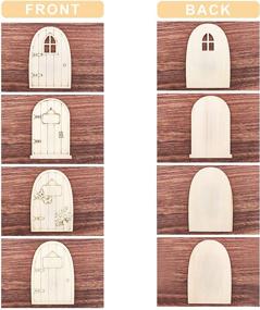 img 3 attached to NBEADS 24 Pcs Unpainted Fairy Theme Mini Door Shape Wooden Pieces, 4 Patterns Wood Fairy Garden Door Miniature DIY Craft Embellishments for Home Office Birthday Wedding Party Decoration, Vintage White