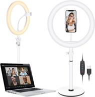 🔍 улучшите свои видеозвонки и селфи с кольцевым светом neewer selfie ring light для ноутбука: 10" диммируемый настольный светодиодный круглый светильник с подставкой и держателем для телефона, 3 режима освещения для видеоконференций, видеочата, макияжа, прямой трансляции и селфи (белый) 📹 логотип