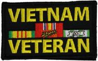 vietnam veteran ribbon 2x3 patch with hook & loop fastener - black (2 piece set) logo