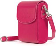 📷 stylish hot pink leather camera case with strap for canon powershot sx740 hs, sx730 hs by megagear mg1504 logo