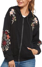 img 3 attached to Womens Sweatshirt Embroidered Mexican Jackets Women's Clothing