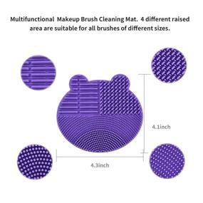 img 1 attached to Green Silicone Makeup Brush Cleaning Mat with Drying Holder – Portable Bear Shaped Cosmetic Brush Cleaner Pad + Quick Color Removal Sponge Scrubber Tool for Dry Cleaning Makeup Brushes