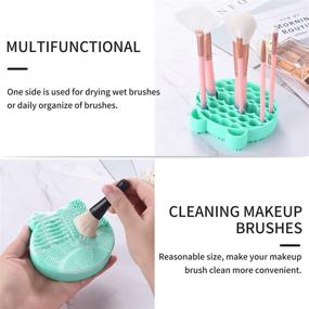 img 2 attached to Green Silicone Makeup Brush Cleaning Mat with Drying Holder – Portable Bear Shaped Cosmetic Brush Cleaner Pad + Quick Color Removal Sponge Scrubber Tool for Dry Cleaning Makeup Brushes