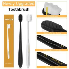 img 2 attached to 🦷 Premium Adult Extra Soft Toothbrush with 20000 Soft Bristles - Pack of 6, Ideal for Sensitive Gums - Black/White