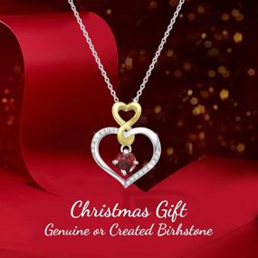 img 2 attached to 🎁 Agvana Birthstone Necklaces for Women - Sterling Silver Genuine or Created Gemstone, Two-Tone Infinity Love Heart Necklace. Perfect Christmas, Anniversary, Birthday Gifts for Girls, Wife, Mom, and Daughter.