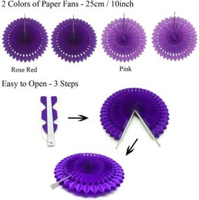 img 1 attached to 🎉 ZERODECO Purple Lavender White Birthday Decoration Set with Balloon, Banner, Paper Fans, Pom Poms, and Swirl - Perfect for Birthday Party Decorations!
