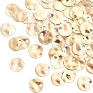 🔘 100 pcs ph pandahall 8mm golden brass flat round blank stamping tag pendants charms for diy craft making of earrings, bracelets, necklaces, and jewelry logo