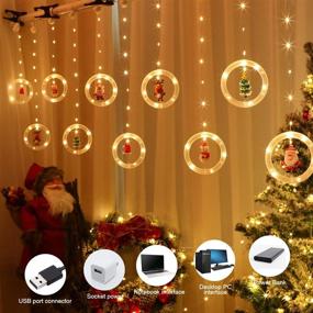 img 1 attached to 🎄 Indoor Christmas Lights: Personalized 10 Ft LED Window Curtain Decor, Cute Fairy Lights USB Powered for Bedroom