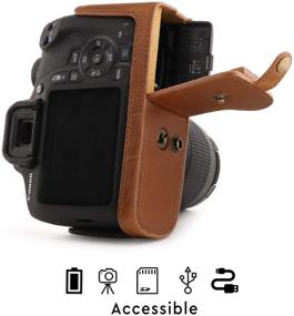 img 1 attached to MegaGear MG1609 Ever Ready Leather Camera Case Compatible With Canon EOS Rebel T7 (18-55Mm)