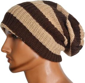 img 1 attached to 👨 VECRY Men's Slouchy Beanie Hat with Rasta Knit Crochet Design for Year-Round Wear