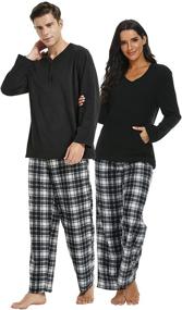 img 4 attached to 👕 U2SKIIN Pajamas Sleepwear: A Stylish and Comfortable Addition to Your Sleep & Lounge Routine, Featuring Pockets - Men's White Black Clothing