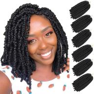 6 упаковок из 8-дюймовых омбре синтетических косичек bomb twist crochet hair - наращивание пружинных косичек с низкотемпературным волокном kanekalon в пышном стиле (#1b) логотип