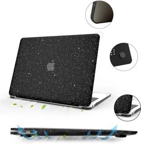 img 1 attached to 🖥️ Sparkly PU Leather MacBook Air 13 Inch Case A1466 A1369 (2010-2017) - Protective Hard Shell Cover with Keyboard Cover - Shining Black