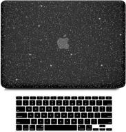 🖥️ sparkly pu leather macbook air 13 inch case a1466 a1369 (2010-2017) - protective hard shell cover with keyboard cover - shining black logo