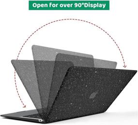 img 2 attached to 🖥️ Sparkly PU Leather MacBook Air 13 Inch Case A1466 A1369 (2010-2017) - Protective Hard Shell Cover with Keyboard Cover - Shining Black