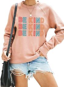 img 4 attached to 🌸 Blooming Jelly Women's Cute Graphic Sweatshirt - Be Kind Crewneck Raglan Long Sleeve Pullover Top