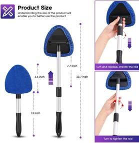 img 3 attached to 🚗 AstroAI Windshield Cleaner Kit - Microfiber Car Window Cleaner with Extendable Handle, 4 Reusable Microfiber Pads, and Washable Glass Wiper - Blue