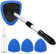 🚗 astroai windshield cleaner kit - microfiber car window cleaner with extendable handle, 4 reusable microfiber pads, and washable glass wiper - blue logo
