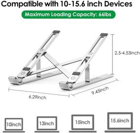 img 2 attached to Licheers Laptop Stand - Adjustable Aluminum Notebook Holder with Magnet, Foldable & Portable for Desk - Compatible with 10-15.6in Laptops - Silver