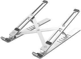 img 4 attached to Licheers Laptop Stand - Adjustable Aluminum Notebook Holder with Magnet, Foldable & Portable for Desk - Compatible with 10-15.6in Laptops - Silver