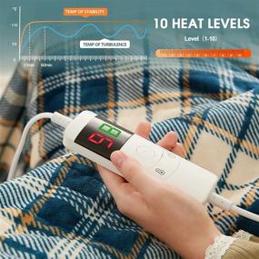 img 2 attached to 🔌 OCTROT Electric Heated Blanket Throw, 5-Minute Fast Heating Blanket with 10 Heat Levels & 5 Timer Options, Auto Shutoff, Sherpa & Flannel Lap Warming Blanket (50”x 62” Blue Plaid)