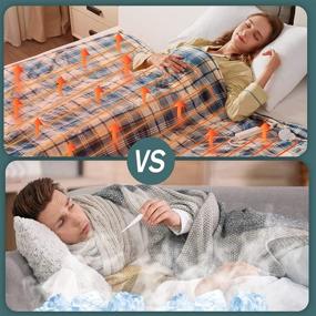 img 3 attached to 🔌 OCTROT Electric Heated Blanket Throw, 5-Minute Fast Heating Blanket with 10 Heat Levels & 5 Timer Options, Auto Shutoff, Sherpa & Flannel Lap Warming Blanket (50”x 62” Blue Plaid)