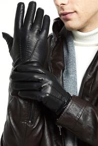 img 4 attached to ZLUXURQ Lambskin Leather Touchscreen Cashmere Men's Accessories