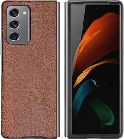 img 4 attached to Miimall Compatible With Samsung Galaxy Z Fold 2 5G 2020 Leather Case Cover Hybrid PU Leather Hard PC Anti-Scratch Shook-Proof Bumper Case For Samsung Galaxy Z Fold2 5G(Brown)