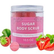 🍓 chepula strawberry sugar body scrub - 3-in-1 softening, nourishing, and deep cleansing with essential oils - cane sugar scrub for exfoliation & fun drawing - perfect women's gift - 10.5oz logo