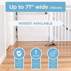 img 3 attached to 👶 Perma Child Safety Retractable Baby Gate - Indoor/Outdoor, 33" Tall, Extends up to 71" Wide, in White