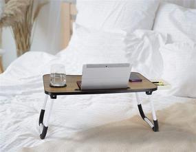 img 1 attached to 🛏️ Laptop Bed Table with Side Drawers - Portable Laptop Bed Desk for Reading and Working, Foldable Legs & Cup Slot included