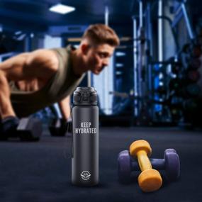 img 1 attached to Stay Hydrated and Motivated with the 32 Oz (1000ML) Motivational Water Bottle with Fruit Infuser - Portable, Leak-proof Design, Quantity & Time Marker, Wrist Strap Included