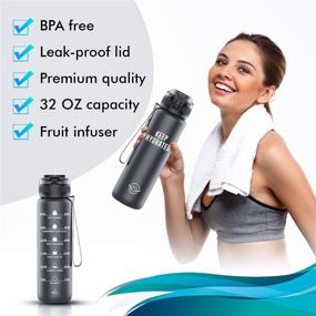 img 2 attached to Stay Hydrated and Motivated with the 32 Oz (1000ML) Motivational Water Bottle with Fruit Infuser - Portable, Leak-proof Design, Quantity & Time Marker, Wrist Strap Included