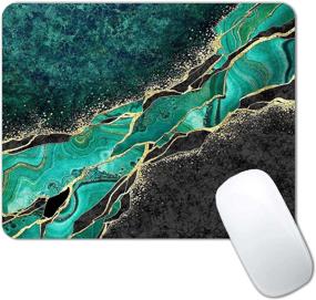 img 4 attached to 🖱️ CANFLASHION Abstract Black Green Golden Marble Mouse Pad - Modern Marbling Design, Custom Small Mouse Pads with Non-Slip Rubber Base - Portable Office Wireless Mouse Pad for Laptop