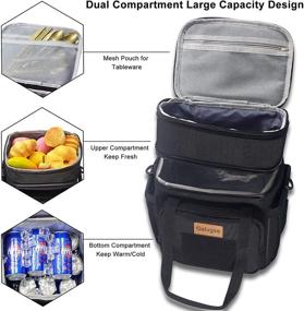 img 2 attached to 🎒 15L Large Black Tactical Lunch Box for Men - Insulated Waterproof Reusable Lunch Bag, Durable Military Cooler Bag with Adjustable Shoulder Strap - Lunch Tote for Adults, Ideal for Work and Picnic