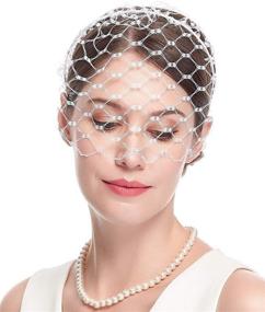 img 1 attached to 👒 Cizoe 1920s Flapper Fascinator: Elegant Mesh Face Veil Headband for Women - Perfect Headwear for Bridal Weddings & Tea Parties