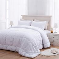 semech queen white comforter duvet insert full/queen size bedding with corner tabs - down alternative, 88×92 inch logo