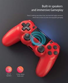 img 1 attached to 🎮 YCCTEAM PS4 Controller – Wireless Gamepad with 1000mAh Rechargeable Battery, Gyro, Speaker - Compatible with PS4/Slim/Pro Console (Red)