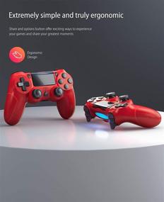 img 2 attached to 🎮 YCCTEAM PS4 Controller – Wireless Gamepad with 1000mAh Rechargeable Battery, Gyro, Speaker - Compatible with PS4/Slim/Pro Console (Red)