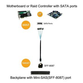 img 1 attached to 💻 CableCreation Reversed Mini SAS 36Pin Male to 4 SATA 7Pin Female Cable - 0.5M/1.6 Feet
