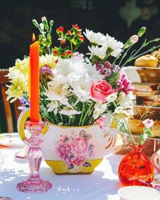 img 3 attached to 🌸 Truly Scrumptious Floral Vintage Teapot Vase Decoration - Perfect for Tea Parties!