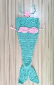 img 3 attached to 🧜 Pinbo Newborn Baby Photography Prop: Crochet Mermaid Headband, Bra, and Tail Set