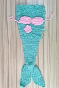 img 2 attached to 🧜 Pinbo Newborn Baby Photography Prop: Crochet Mermaid Headband, Bra, and Tail Set
