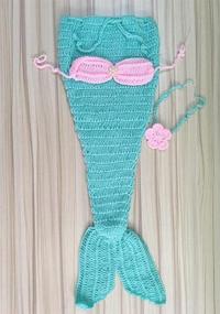 img 1 attached to 🧜 Pinbo Newborn Baby Photography Prop: Crochet Mermaid Headband, Bra, and Tail Set