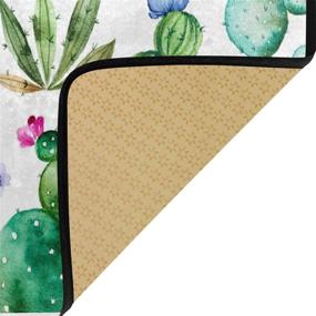 img 2 attached to 🌵 Зеленый суккулентный и цветочный бегунок для ванны с изображением кактуса - Не скользящий ковер для ванной комнаты, кухни и внутреннего помещения - Ловушка для грязи и пыли коврик с щеткой для обуви - 39" х 20