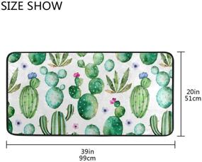 img 3 attached to 🌵 Зеленый суккулентный и цветочный бегунок для ванны с изображением кактуса - Не скользящий ковер для ванной комнаты, кухни и внутреннего помещения - Ловушка для грязи и пыли коврик с щеткой для обуви - 39" х 20
