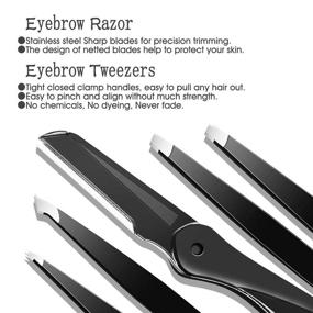 img 3 attached to 💇 HOCOSY 7 in 1 Eyebrow Tweezers Set: Premium Eyebrow Kit with Scissors, Razor, Brush, and Travel Case - Perfect Precision for Ingrown Hair Removal