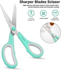 img 1 attached to 🔪 iBayam 8" Multipurpose Scissors Bulk 3-Pack - Ultra Sharp Blade Shears with Comfort-Grip Handles for Office, Home, School, Sewing, Fabric Crafts - Right/Left Handed - Sturdy & Reliable