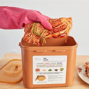 img 2 attached to Crazy Korean Cooking Premium Kimchi, Sauerkraut Fermentation and Storage 🥬 Container with Inner Vacuum Lid - Perfect for Homemade Fermented Delights!